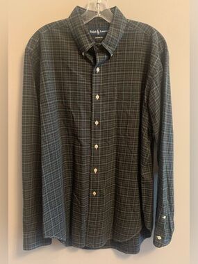 Ralph Lauren Dark Green and Navy Plaid Button-Down Shirt